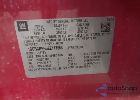 2014 Chevrolet Silverado 1500 1Lt z USA, uszkodzony, nr VIN 1GCRCREH5EZ117058